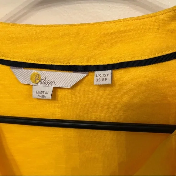 Boden Rachel Tie Neck Jersey Blouse Yellow 8P - Picture 4 of 6